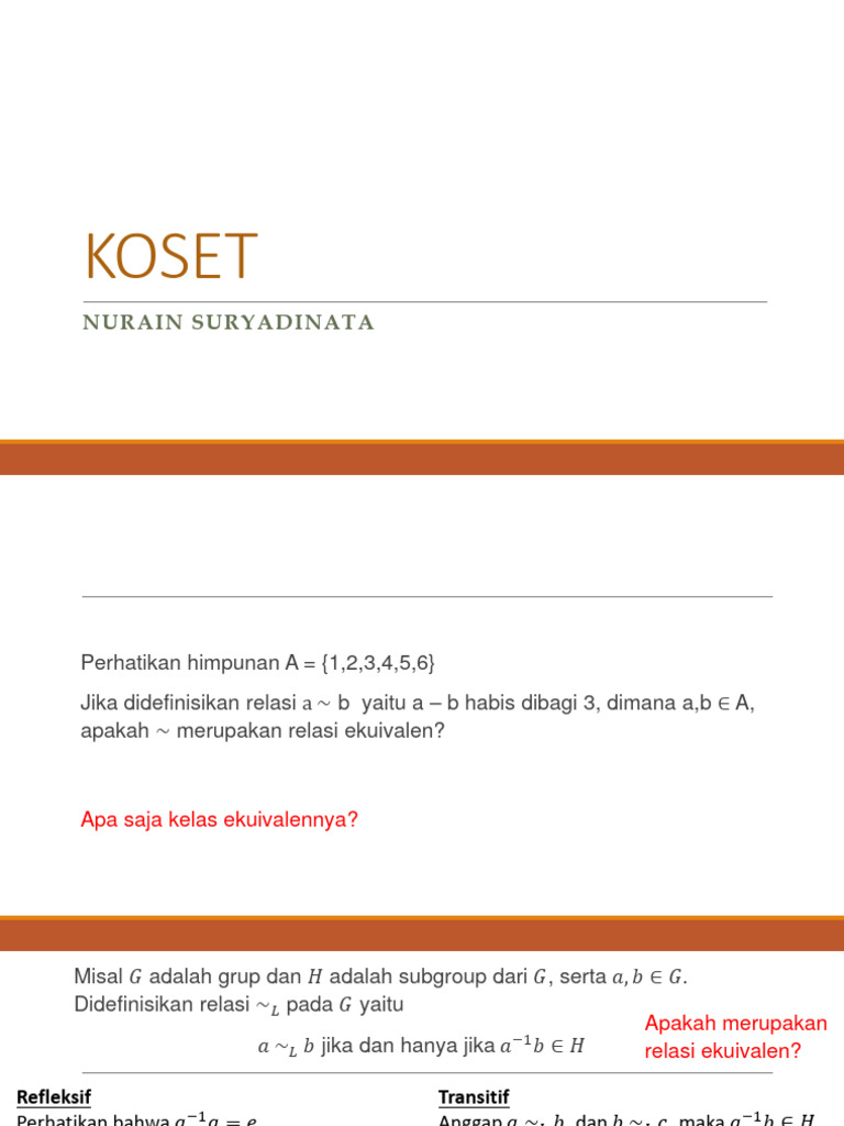 Definisi dan Contoh Koset dalam Grup | PDF | Metode & Bahan Ajar ...