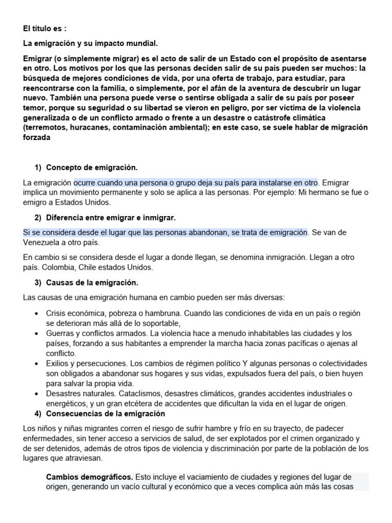 Impacto Global de la Emigración | PDF | Migración humana | Derechos humanos