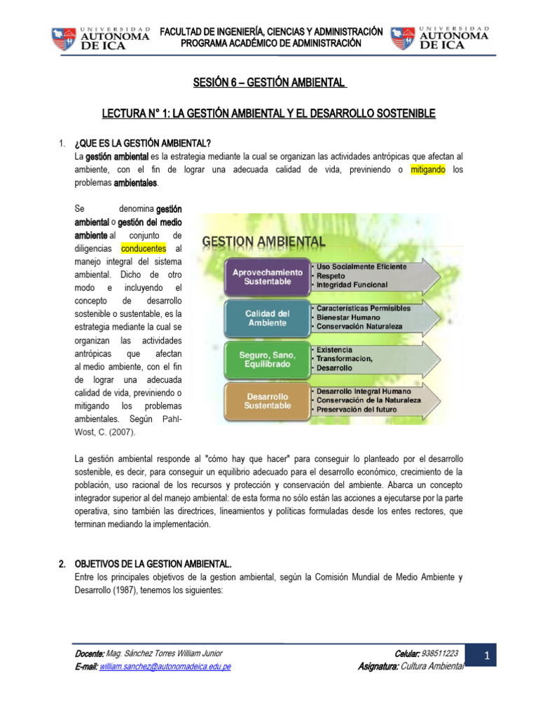 Gestión Ambiental y Desarrollo Sostenible | PDF | Entorno natural ...