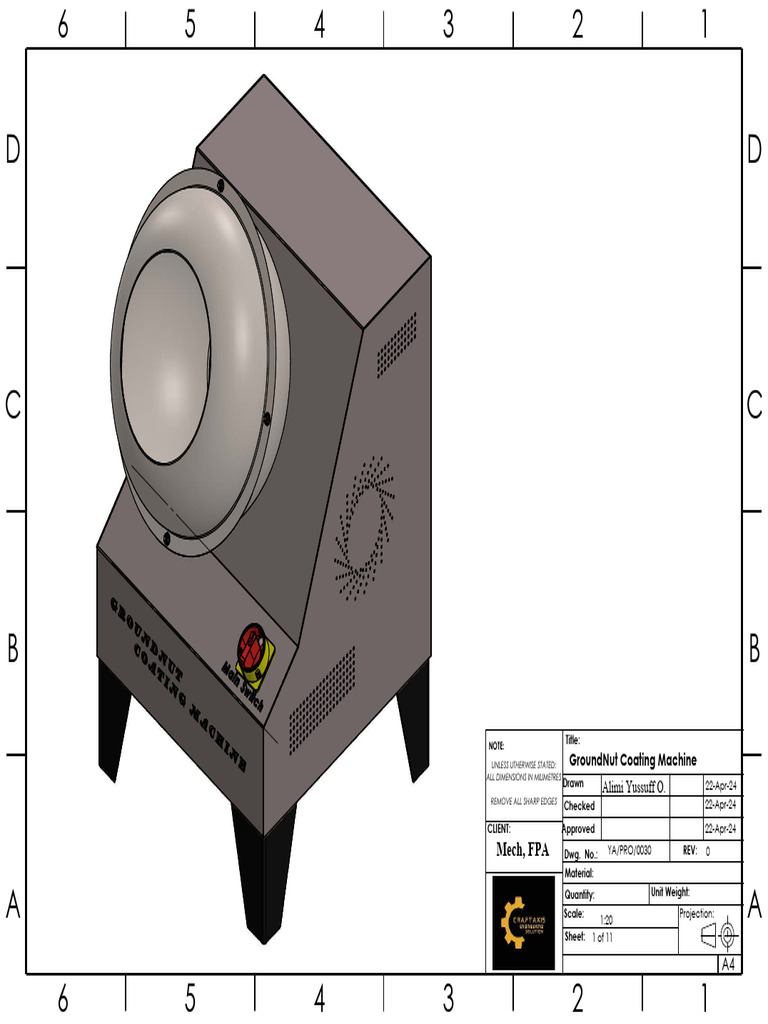 GroundNut Coating Machine Drawings | PDF | Secondary Sector Of The ...