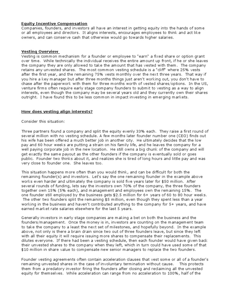 Vesting Overview | PDF | Vesting | Stocks