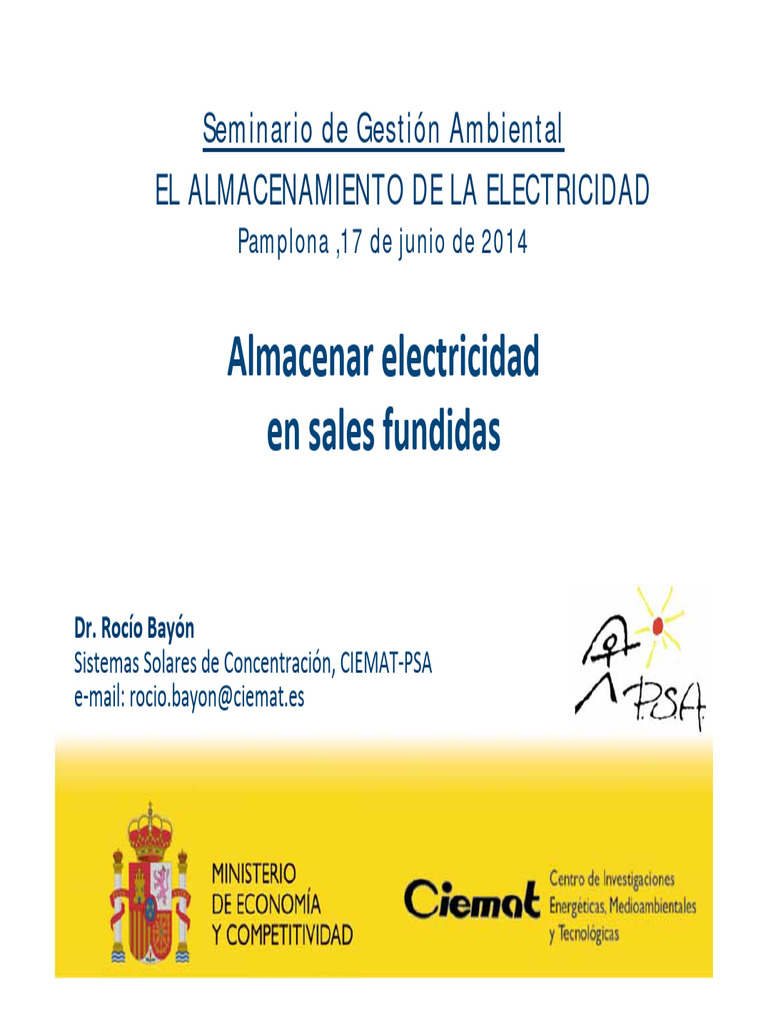 Almacenamiento de Electricidad en Energía Termosolar | PDF | Calor ...