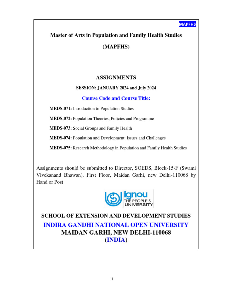 Assignment - MAPFHS-January-2024 and July 2024 | PDF | Health Care