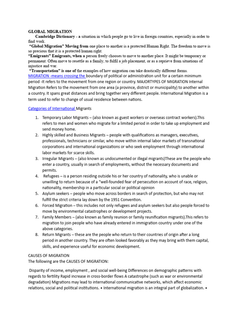 Understanding Global Migration Trends | PDF | Human Migration | Migrant ...