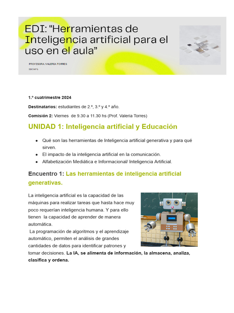 EDI - Herramientas de IA para El Uso en El Aula | PDF | Inteligencia ...