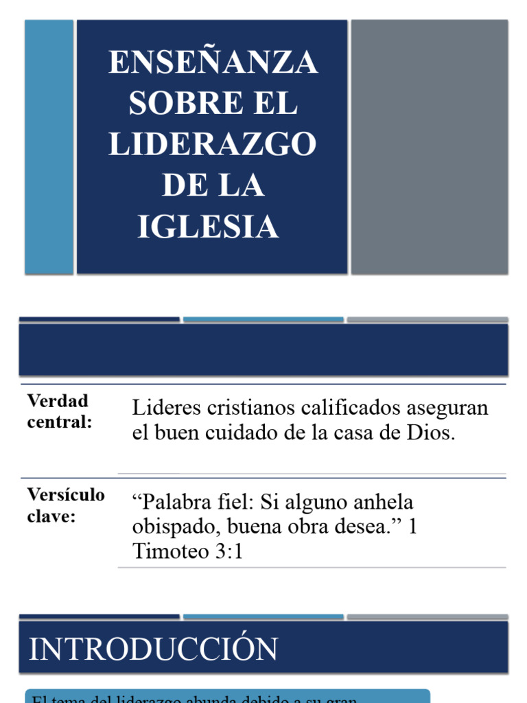 Ensenanza Sobre El Liderazgo de La Iglesia | PDF | Iglesia cristiana ...