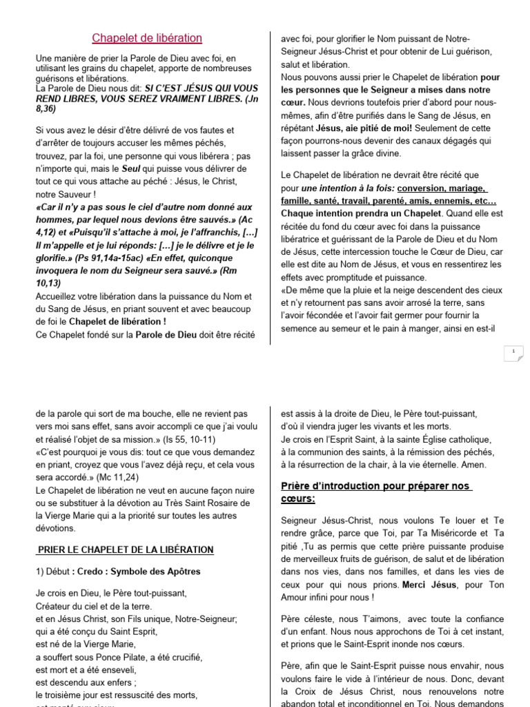 Chapelet de Libération | PDF | Jésus | Prière