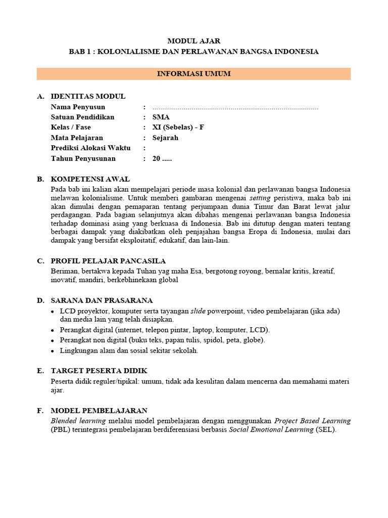 Modul Ajar Sejarah K Xi Sem 1 Pdf