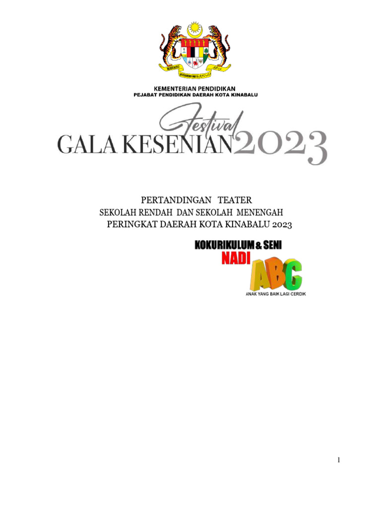 Kertas Konsep Pertandingan Teater Peringkat PPDKK 2023 | PDF