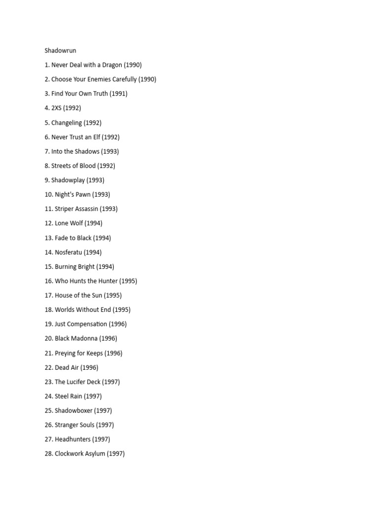 Shadowrun Reading Order Pdf