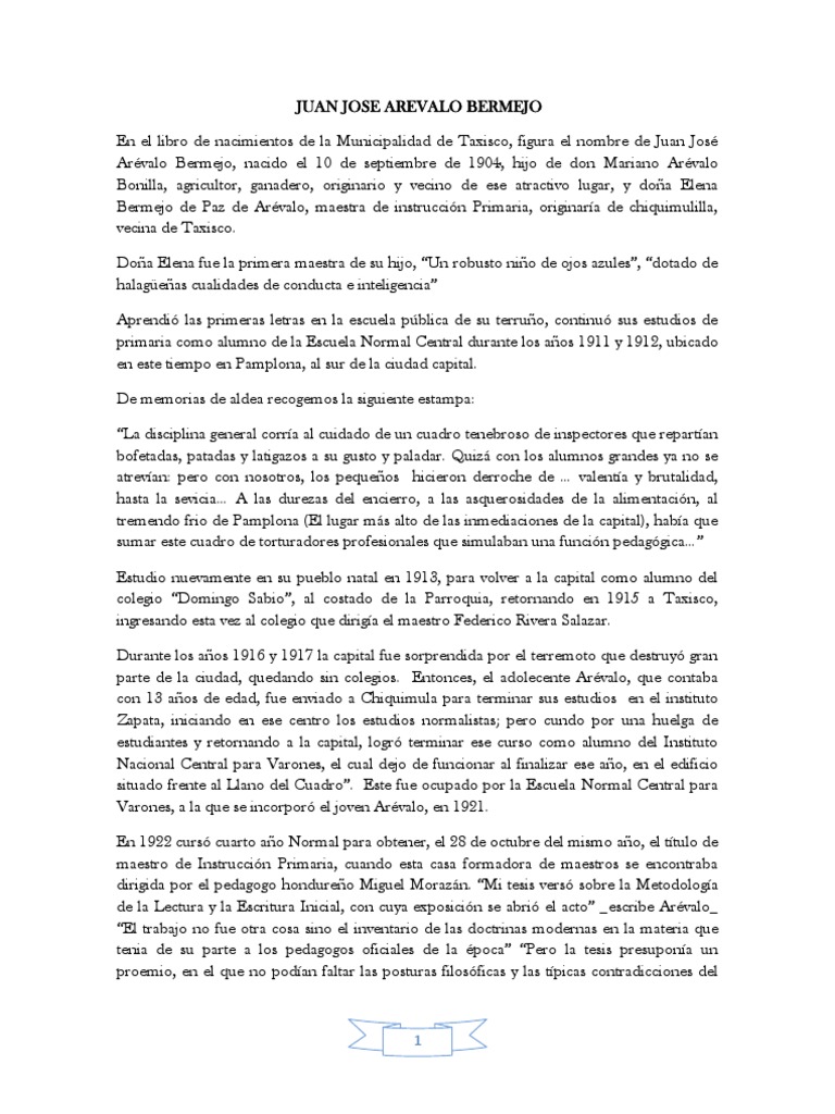 Biografía de Juan José Arévalo Bermejo | PDF | Guatemala | Democracia