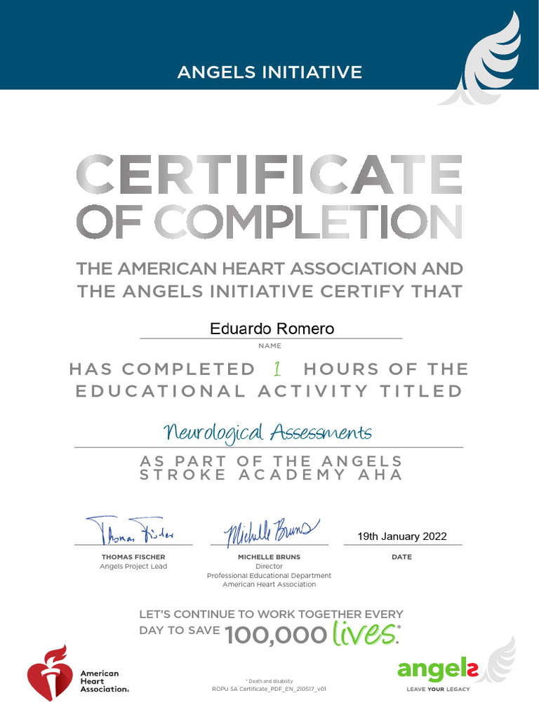 AHA Angels Initiative Completion Certificate | PDF