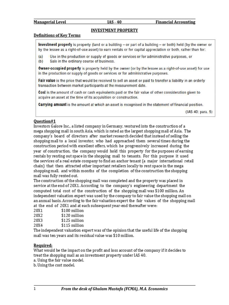 IAS 40 Investment Property Analysis | PDF | Fair Value | Valuation ...