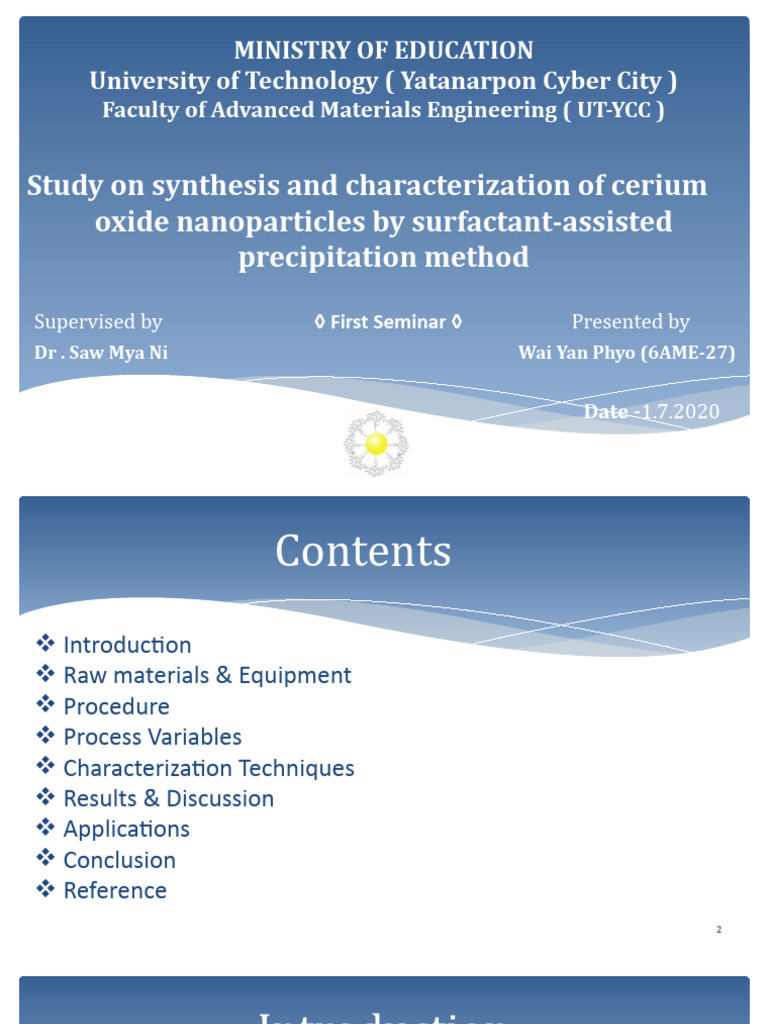 Synthesis of Cerium Oxide Nanoparticles | PDF | Nanoparticle | Spectroscopy