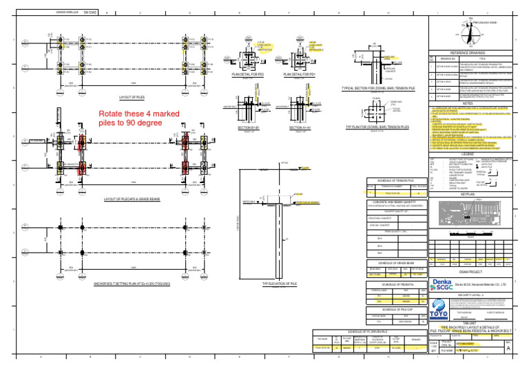 Pile and Anchor Bolt Layout Plan | PDF | Deep Foundation | Concrete