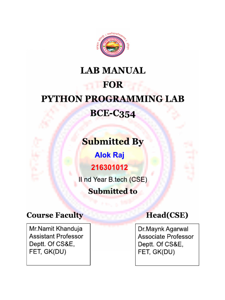 Alok Raj (216301012) 3.2 Python Assignment | PDF | Computer Programming ...