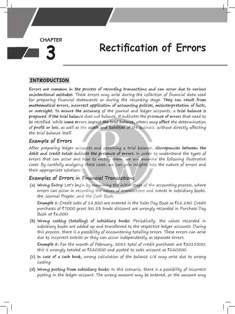 Accounting Error Rectification Guide | PDF | Debits And Credits ...