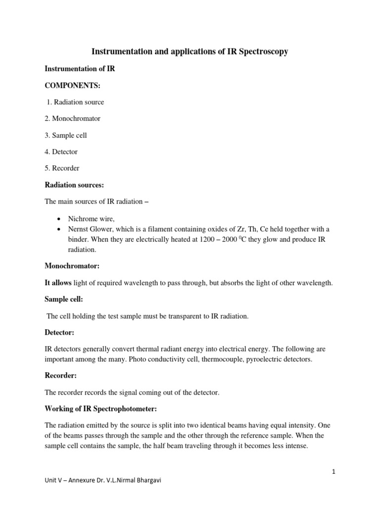 IR Spectroscopy: Instrumentation & Applications | PDF | Infrared ...