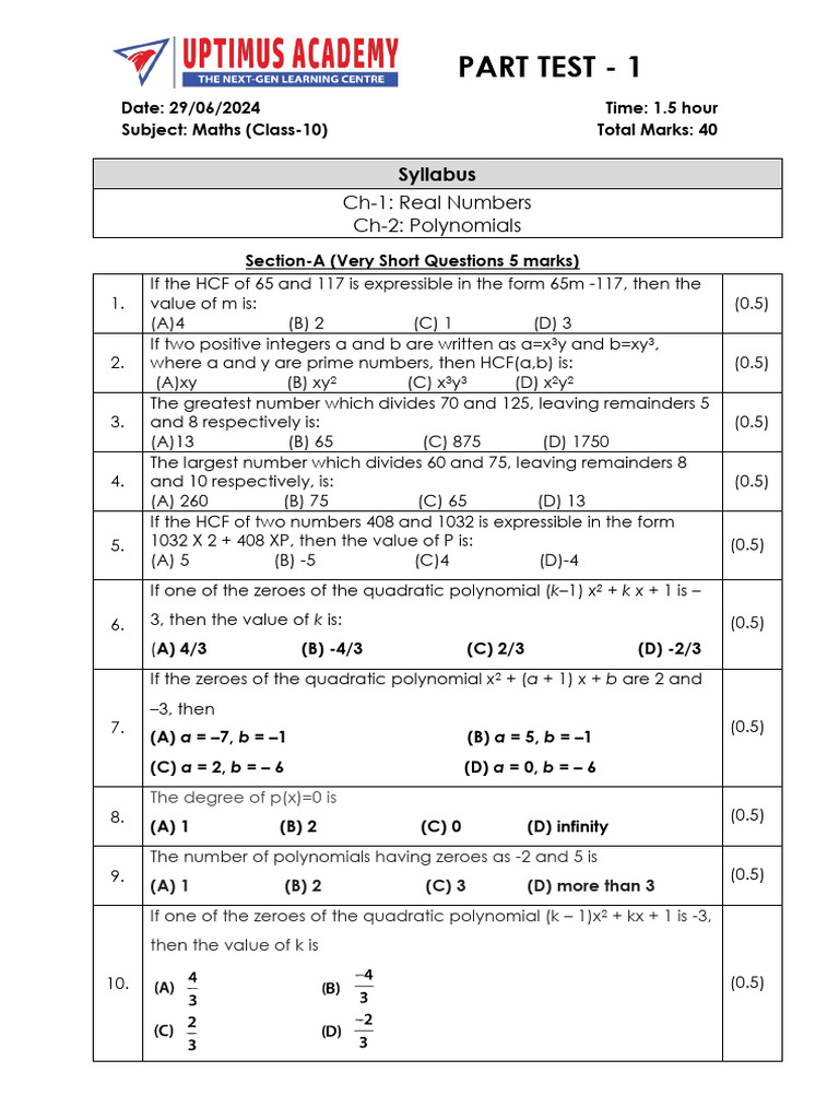Exercise 10.1 Class 10 Maths