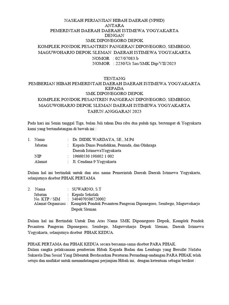 NPHD Mebel SMK DIPONEGORO DEPOK | PDF