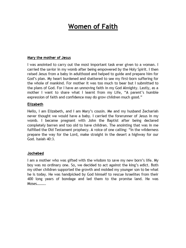 Women of Faith - Script | PDF | Religious Belief And Doctrine | Bible ...