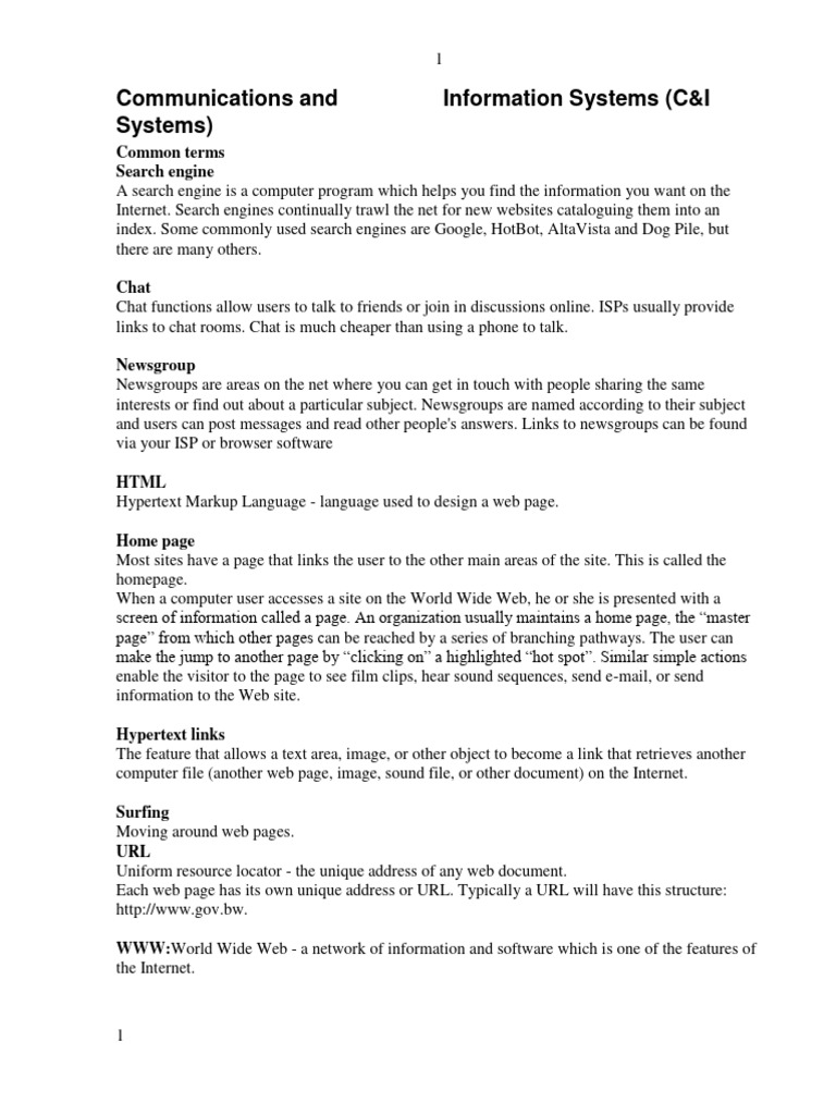Communication And Information Systems Pdf World Wide Web Internet