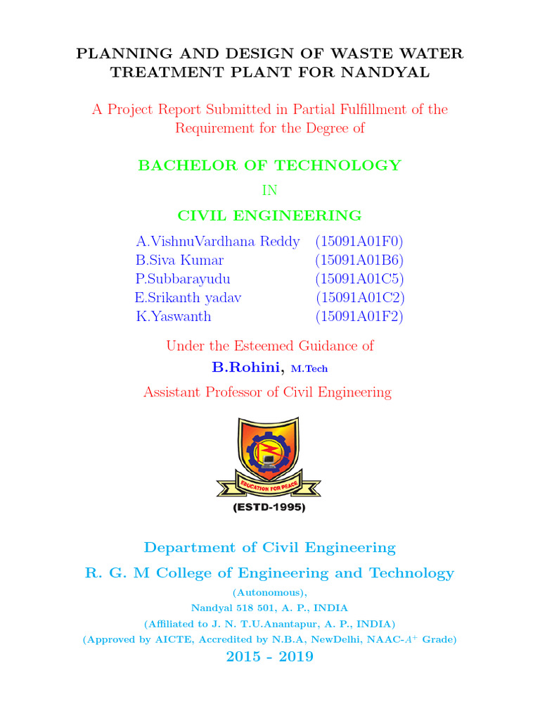 Wastewater Treatment Plant Design Nandyal | PDF | Sewage Treatment | Water