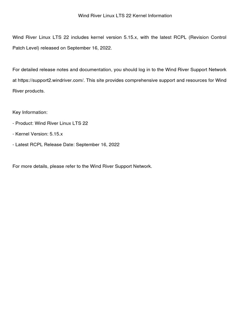 Wind River Linux LTS 22 Kernel Information | PDF | Business ...