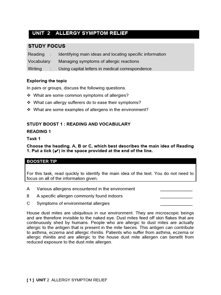 Allergy Symptom Management Guide | PDF | Allergy | Mucus