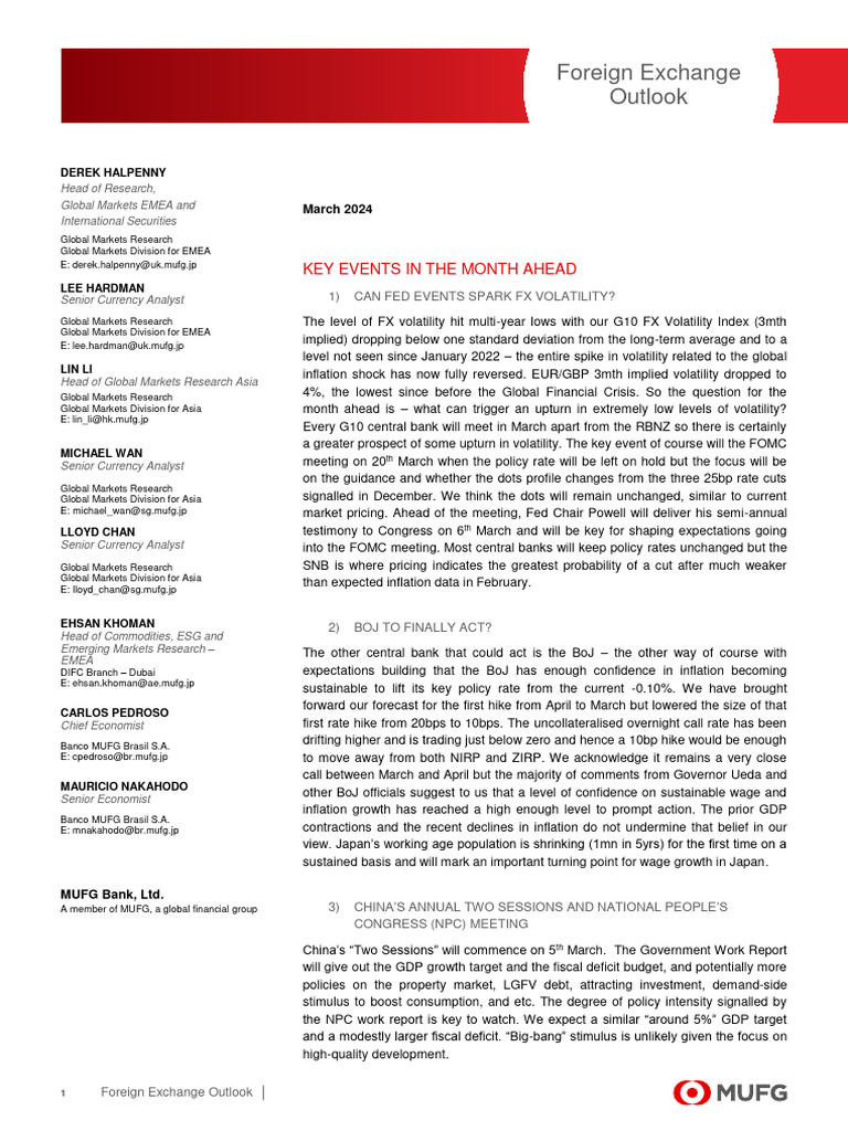 Monthly Foreign Exchange Outlook | PDF | Inflation | European Central Bank