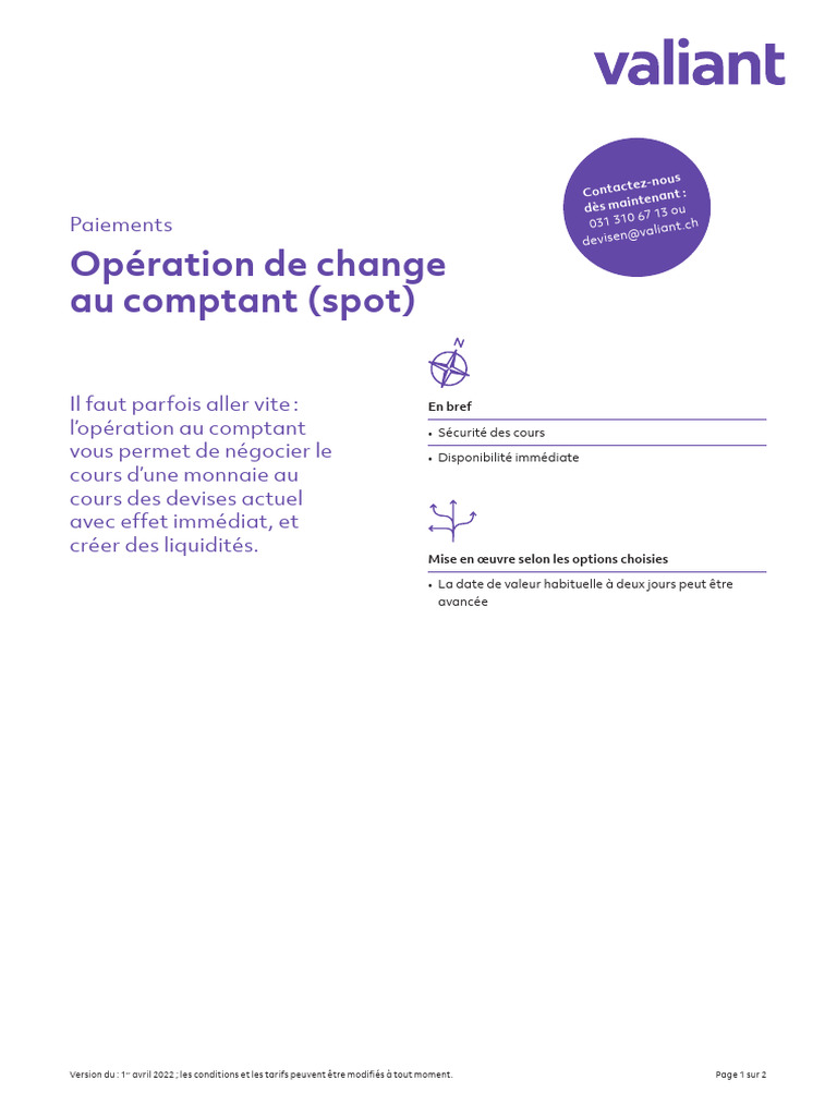 Opération de Change au Comptant | PDF | Banques | Argent