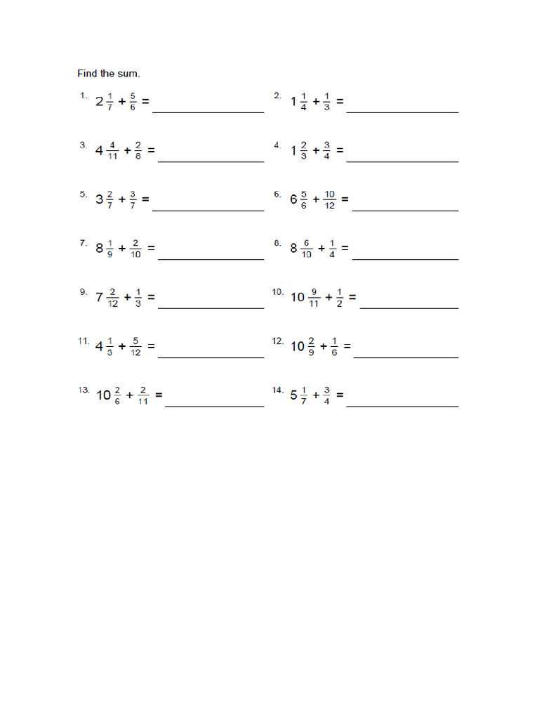 P5 Fraction Addition Unlike | PDF