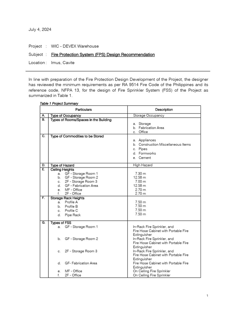 Fire Protection System Design for WIC | PDF | Fire Sprinkler System ...