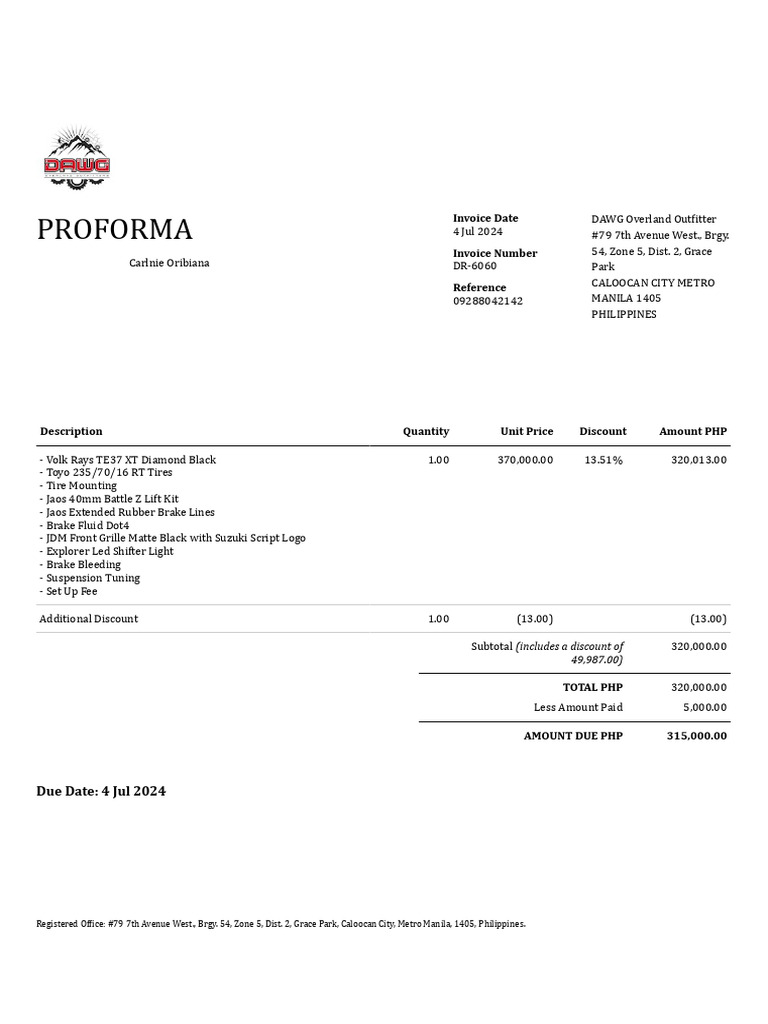 Invoice DR-6060 | PDF | Car | Land Vehicles