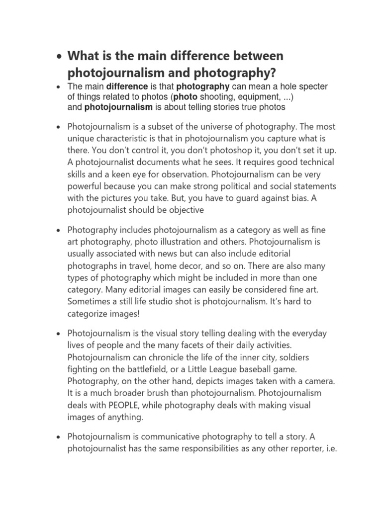 1588240322 What is the Main Difference Between Photojournalism and