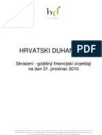 Hrvatski Duhani - Skraćeni Financijski Izvještaj Za 2010. Godinu