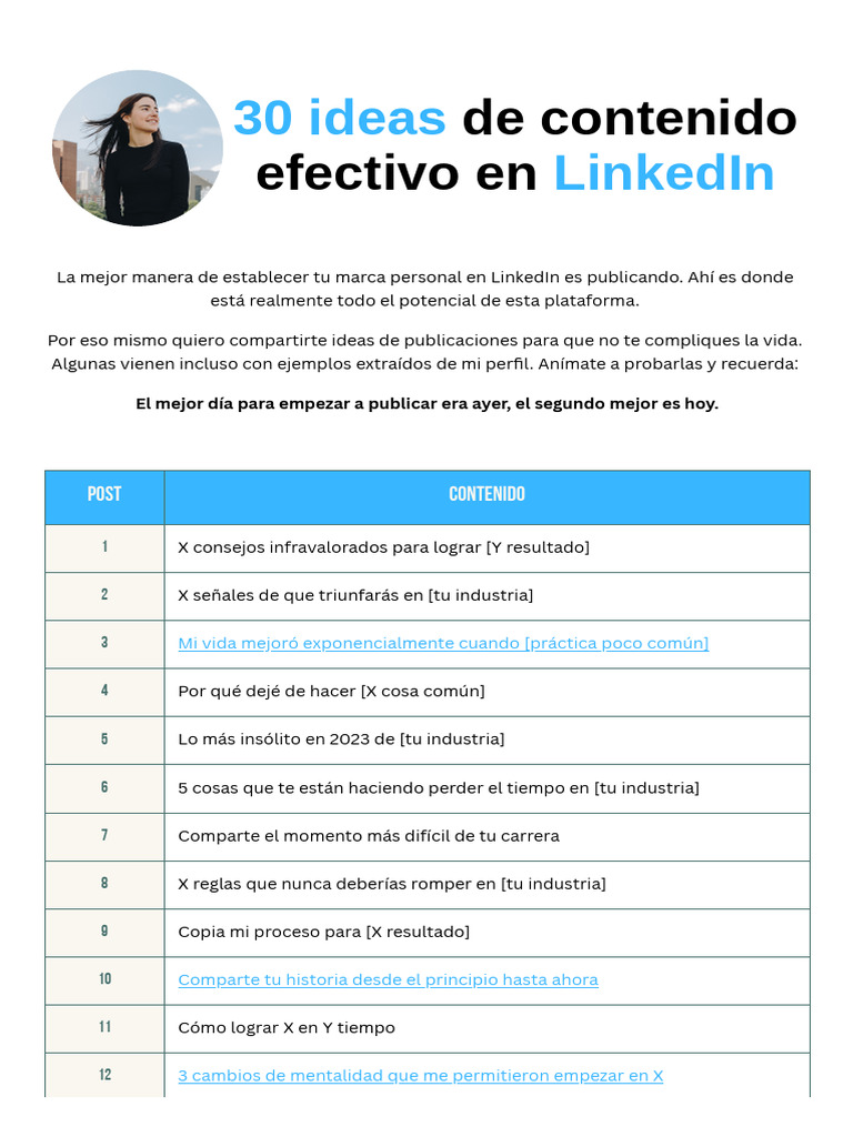 30 Ideas de Contenido para LinkedIn | PDF