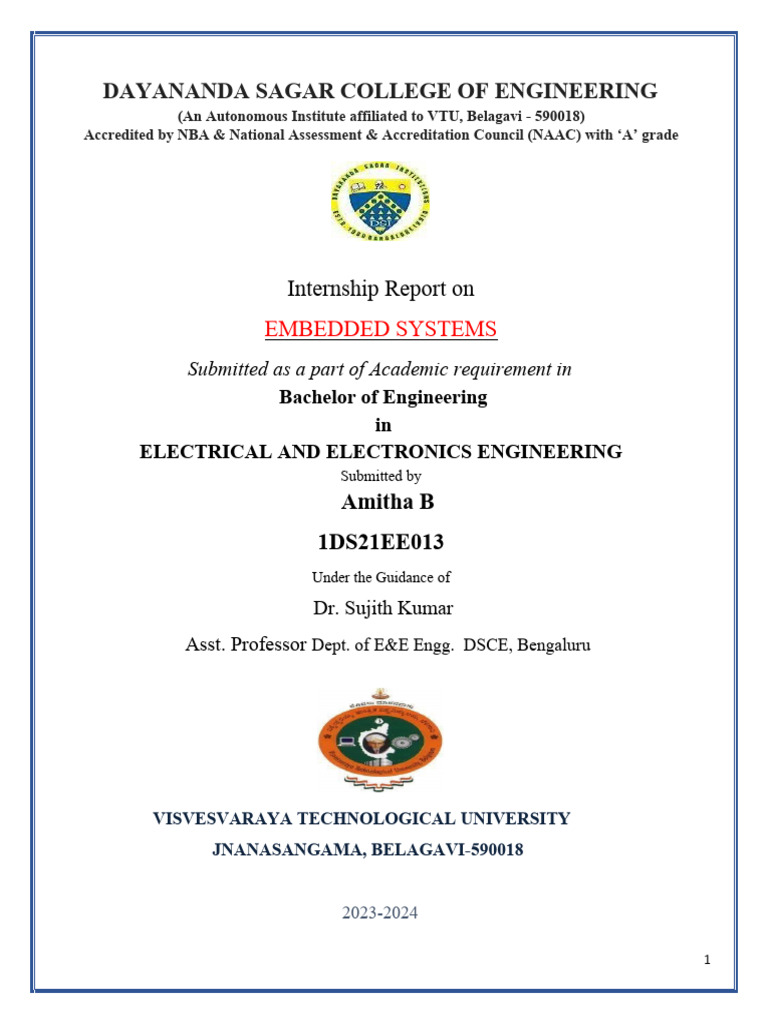 Internship Report on Embedded Systems | PDF | Embedded System ...