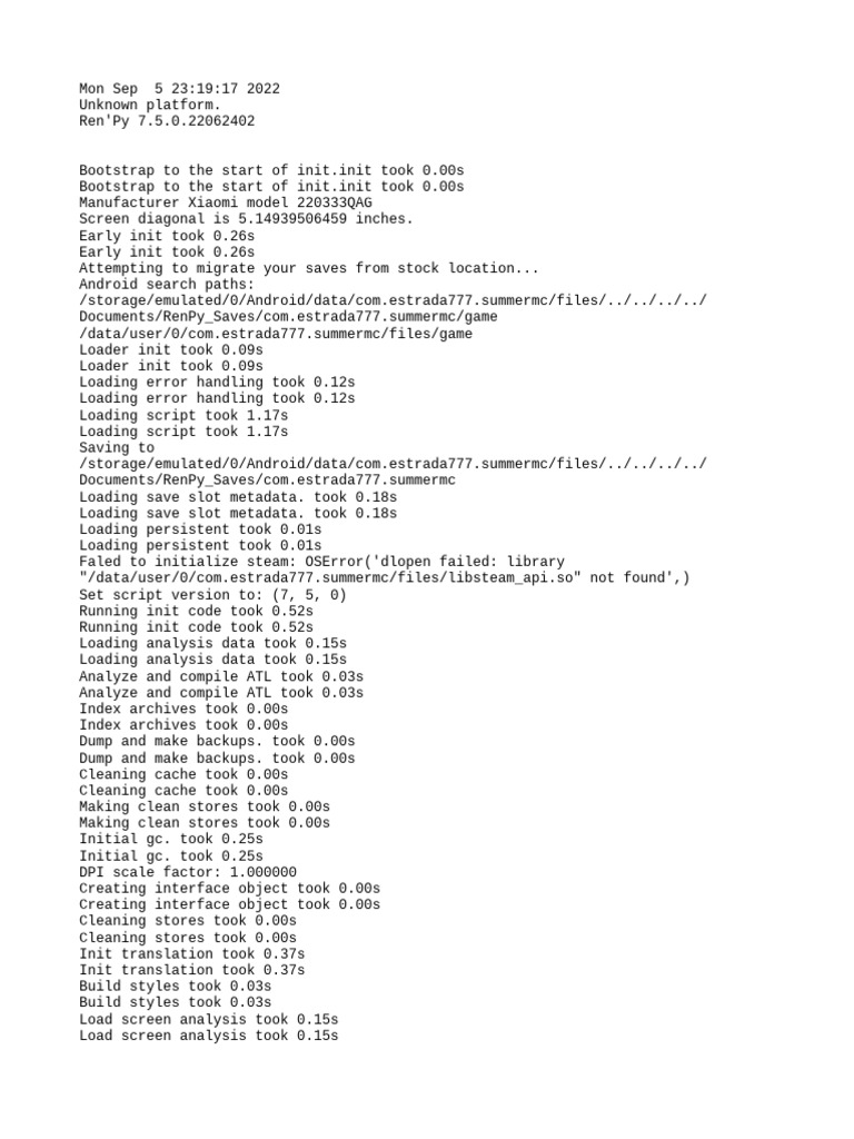 Ren'Py 7.5.0 Initialization Log | PDF | Texture Mapping | Booting