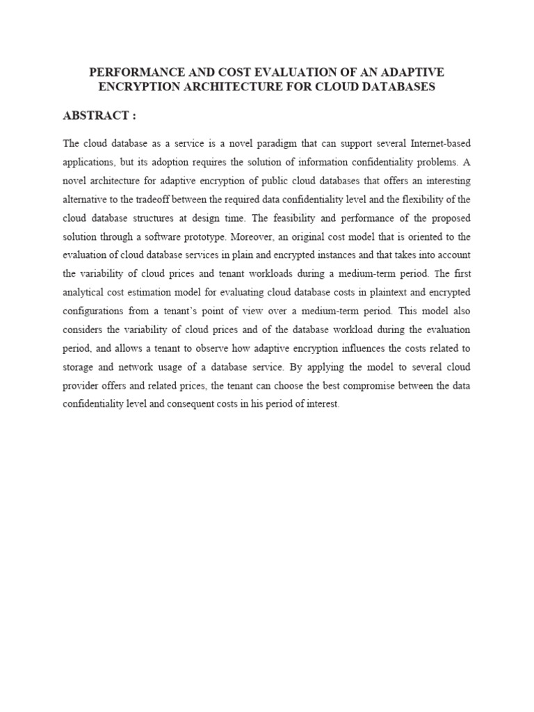 Cloud Database Cost & Encryption Analysis | PDF | Databases | Cloud ...