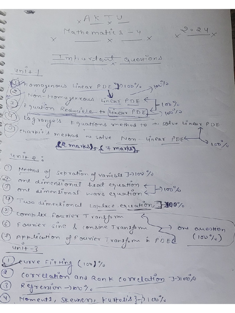 Maths 4 Important 2024 | PDF