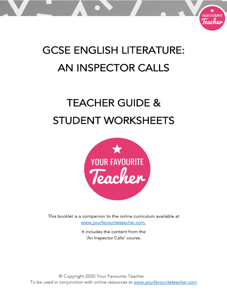 GCSE An Inspector Calls Teacher Guide | PDF | Social Science | General