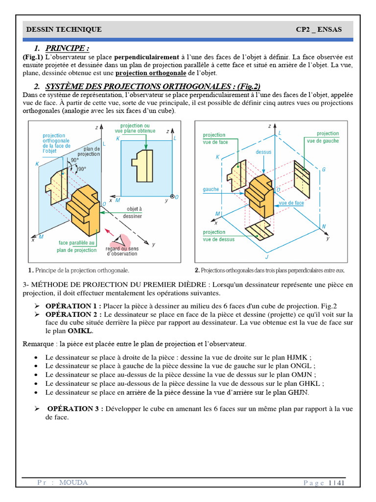 Projections Orthogonales en Dessin Technique | PDF | Dessin technique
