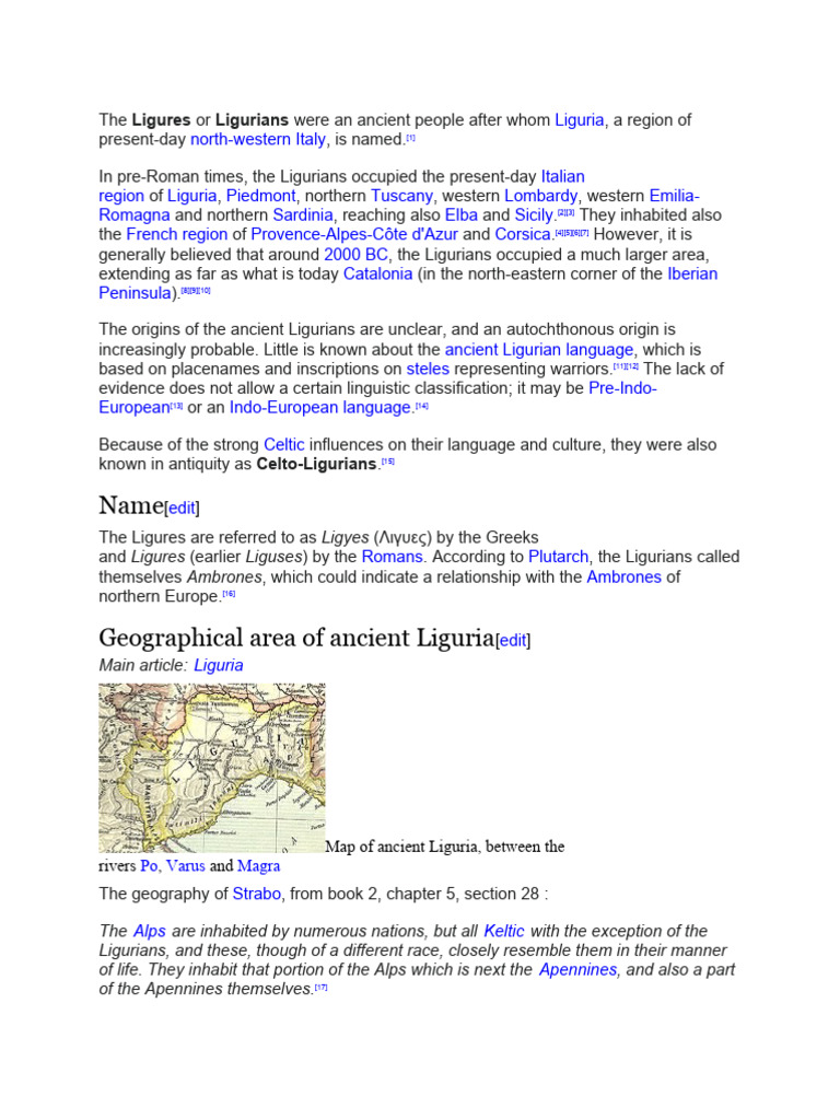 Ancient Ligurians: Origins & Geography | PDF | Ancient Europe | Ancient ...