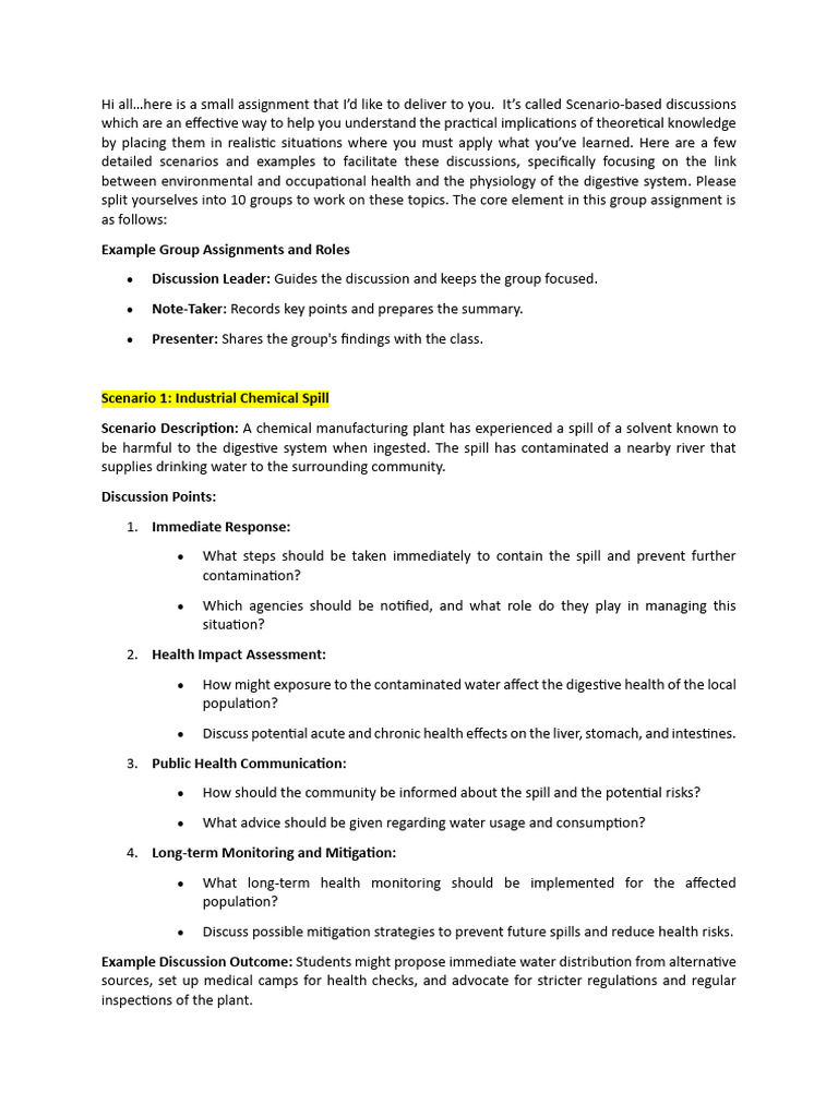 Scenario-Based Discussions on Health Risks | PDF | Foodborne Illness ...