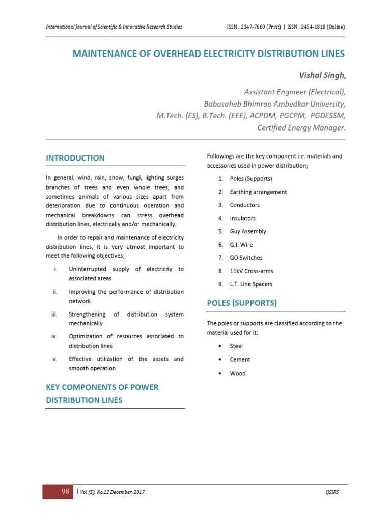 Overhead Line Maintenance Insights | PDF | Insulator (Electricity ...