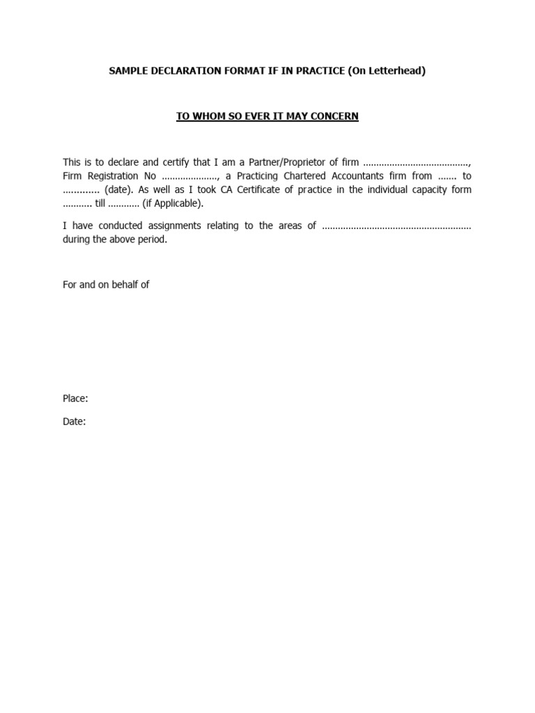 Self Declaration Format | PDF