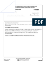 University of Cambridge International Examinations International General Certificate of Secondary Education Information Technology Paper 3: Practical Test May/June 2004 2 Hours 45 Minutes