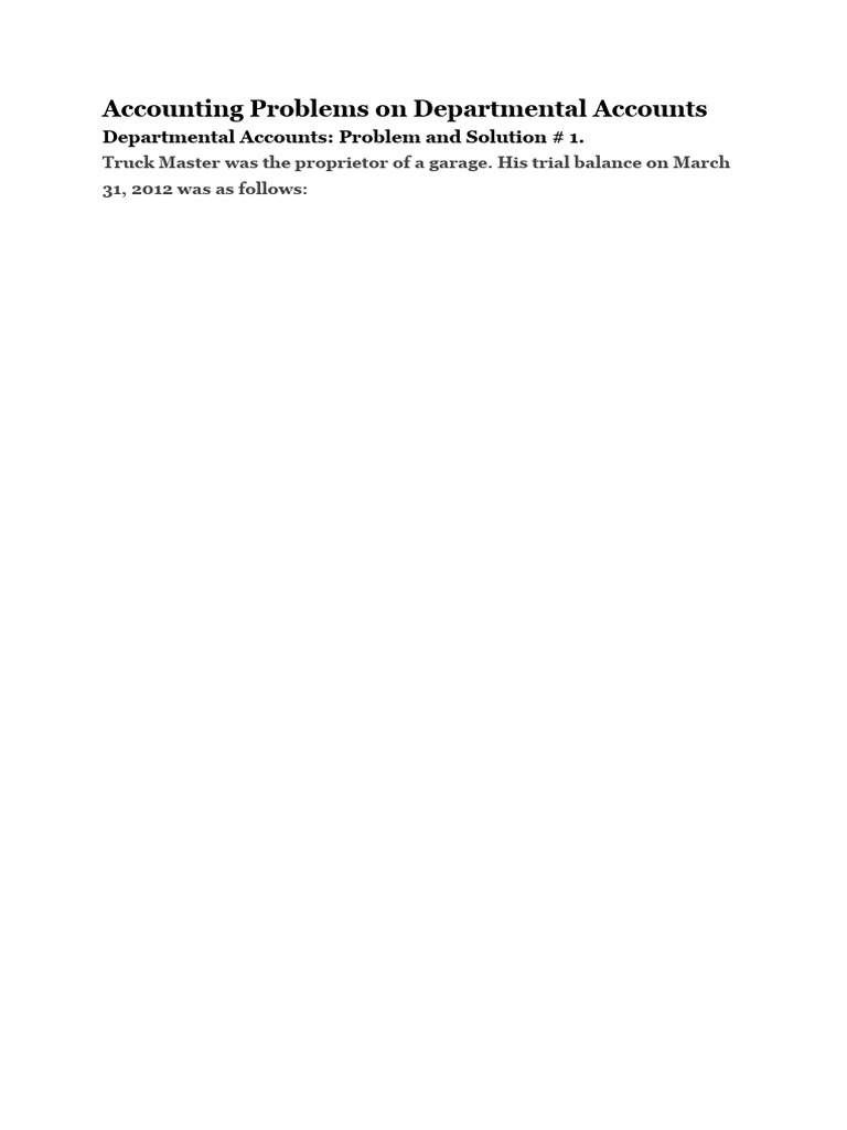 Accounting Problems On Departmental Accounts | PDF | Profit (Economics ...