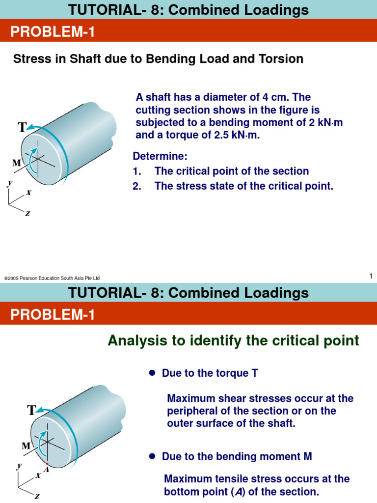 Tutorial-8 Combined Loadings | PDF | Stress (Mechanics) | Bending